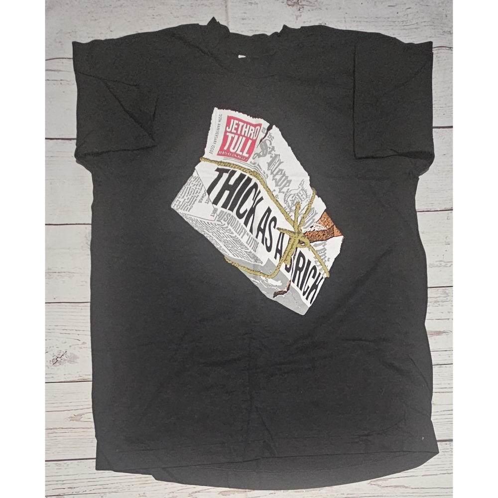 Jethro Tull T-Shirt Thick as a Brick 1997 Concert Tee Mens XL Black Vintage 90's